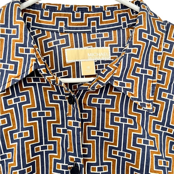 MICHAEL Michael Kors Tops - Michael Kors button front top. Women’s size 16. Mustard yellow, blue, white.